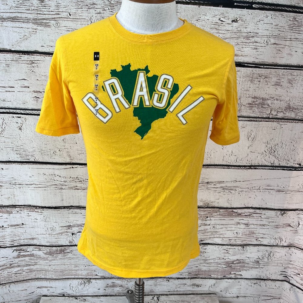 Under Armour Men's Shirt Brasil Green Yellow Heat Gear Small NWT